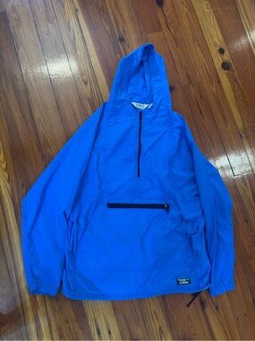 L.L. Bean Royal Blue Hooded Zip Windbreaker Pullover